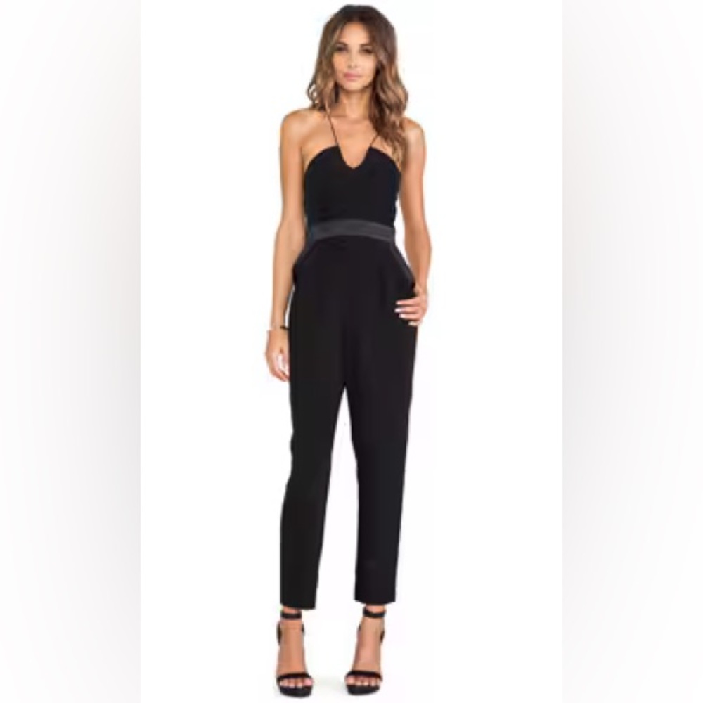 BCBG Generation black halter neck adjustable zipper jumpsuit BCBGeneration